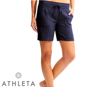 🆕Athleta NWT Linen Bermuda Shorts in navy✨size 12